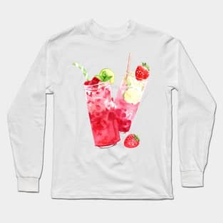 Watercolor Strawberry Lemonade Long Sleeve T-Shirt